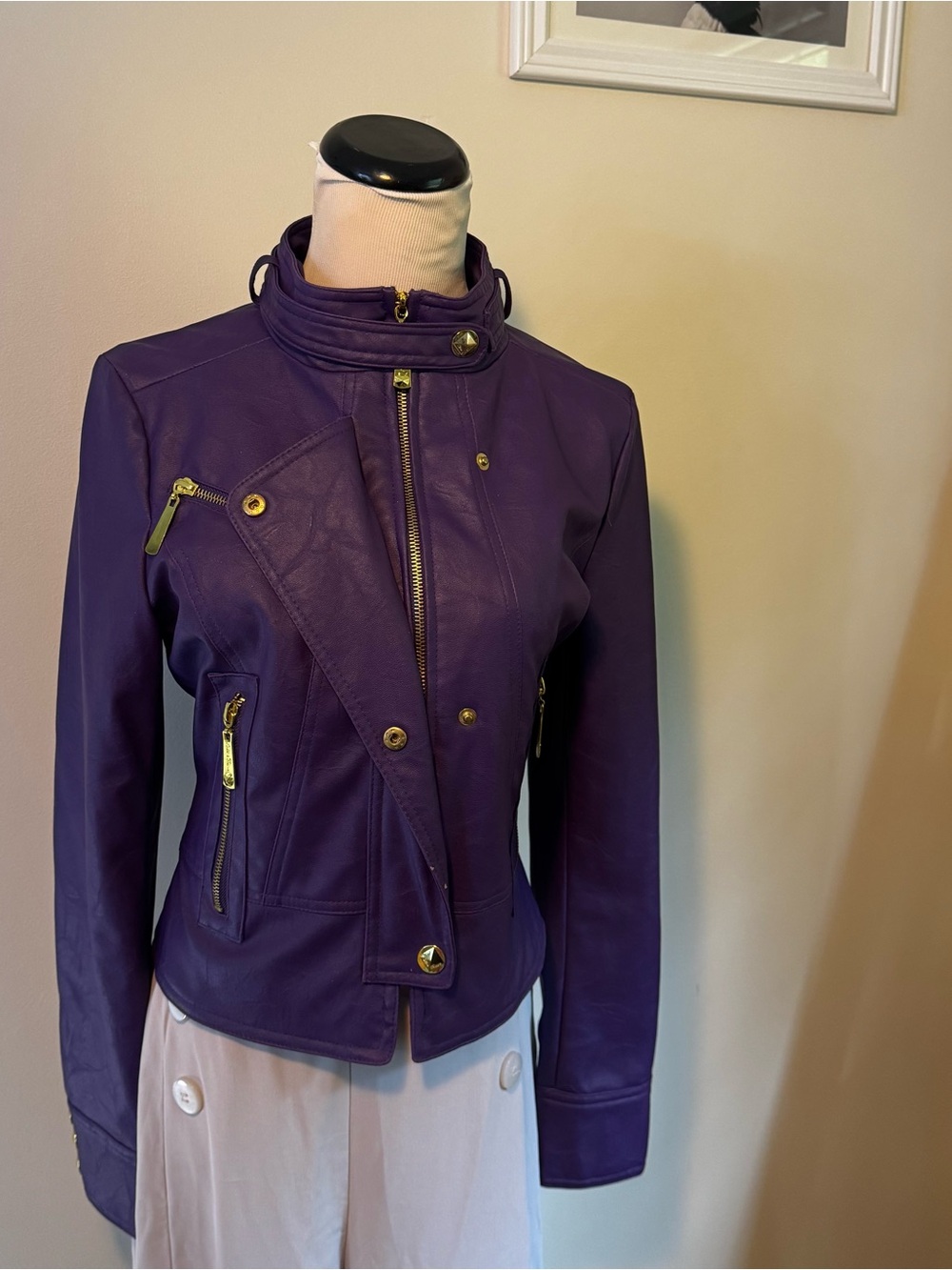 Apple Bottom’s Purple Leather Moto Jacket (Size Small)